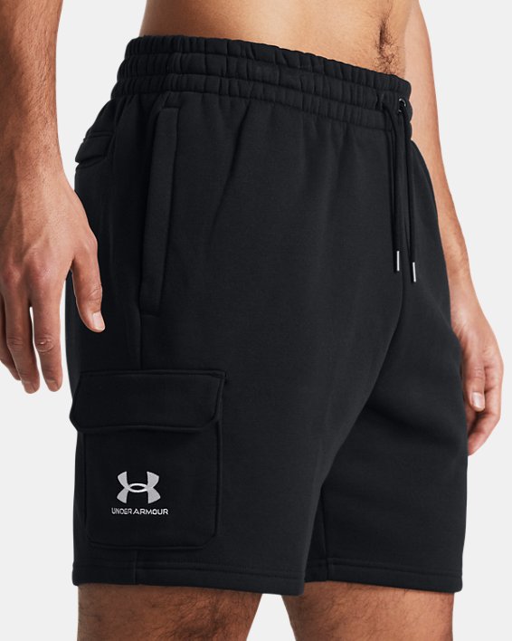 Men's UA Icon Fleece Cargo Shorts in Black image number 4